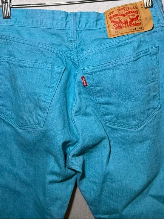 Levi's Turquoise 501 Straight Jeans - Picture 4 of 9